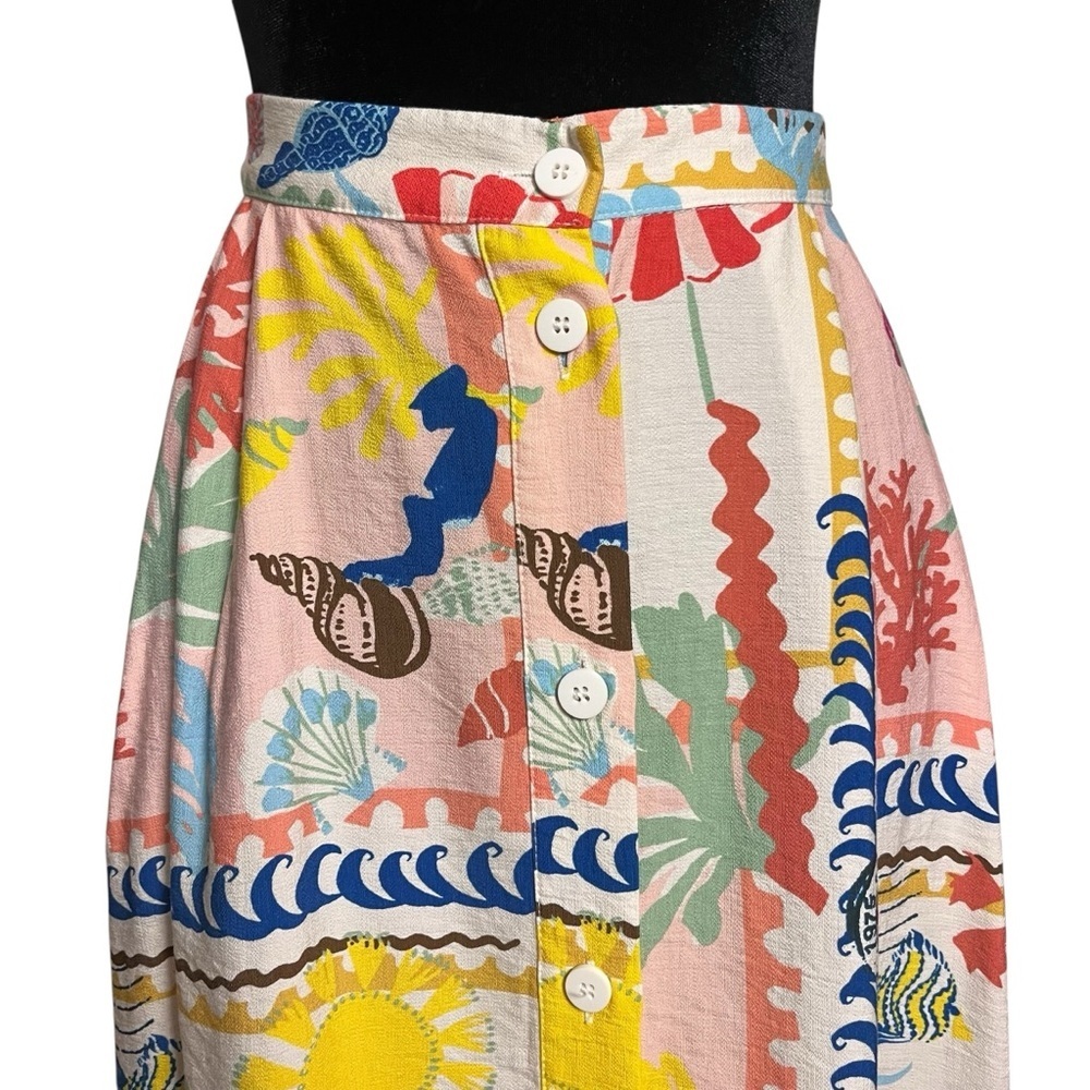 Zara New Woman High-Waist Midi Patchwork Print Cape Resort Skirt — Size Medium - Picture 9 of 13